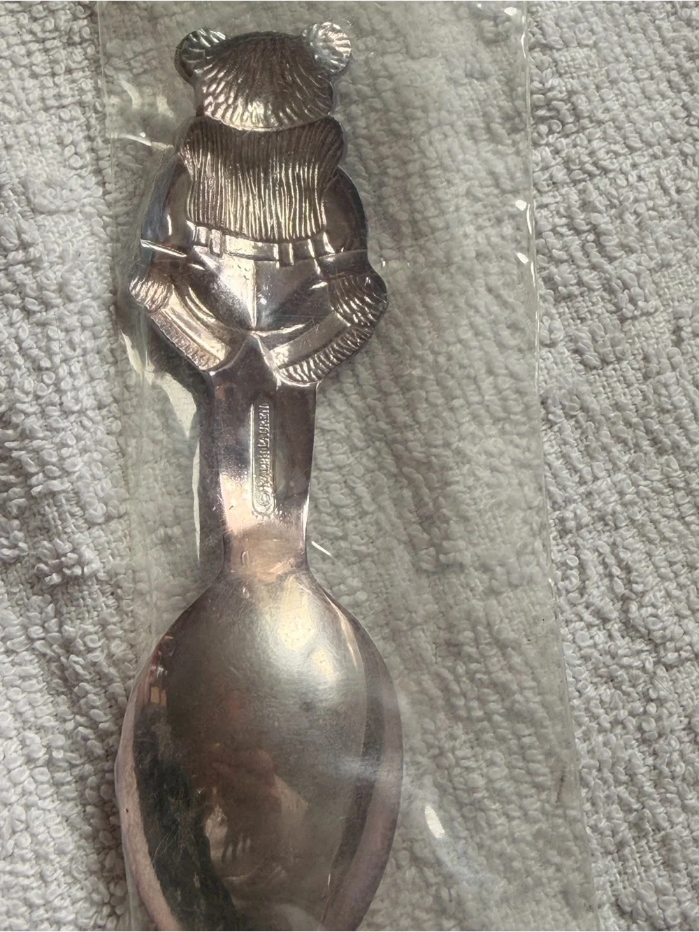 Ralph Lauren Silver plated 2 Piece Baby Set. Teddy Bear Carved. BRAND NEW.